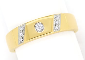 Foto 1 - Diamanten-Bandring eckig mit Brillanten in Gold Bicolor, S1618
